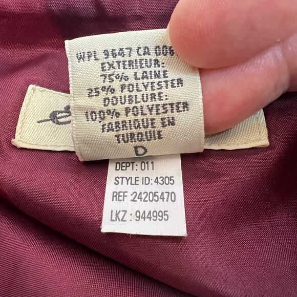 Vtg Eddie Bauer Wool Blanket Wrap Skirt Sz 10 Cranberry Red Multi Stripe Long - Picture 8 of 11